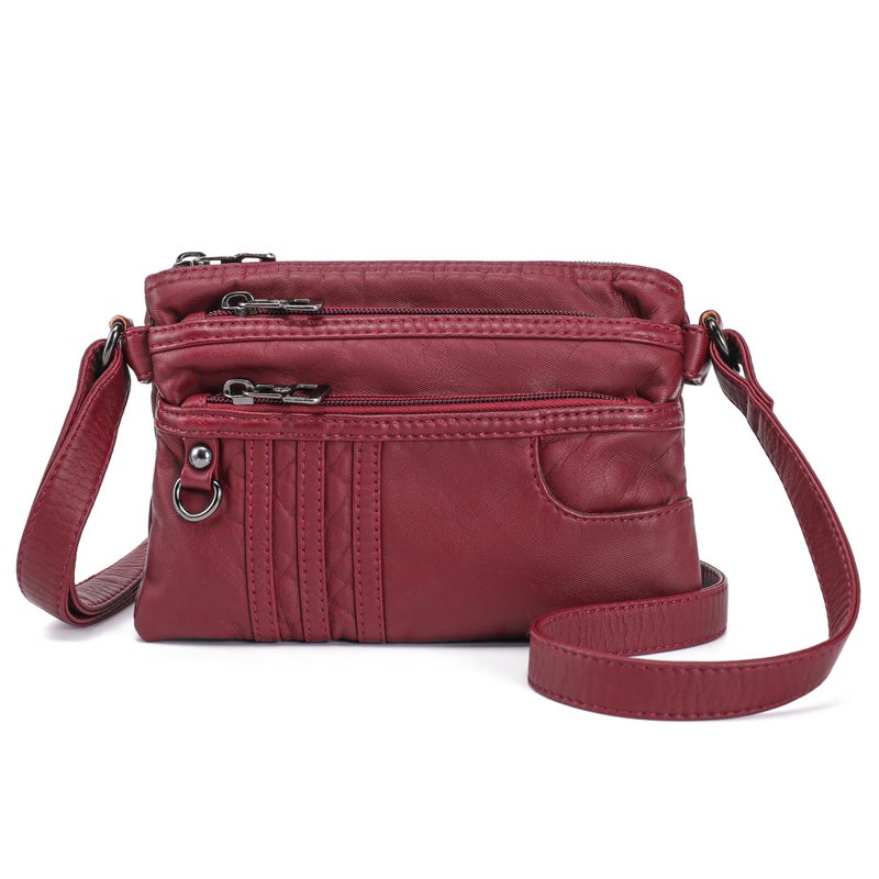 MINICAT Multiple Pockets Small Crossbody Purse Cell Phone Purse Shoulder Bags for Women Cross Body Bag for Woman(Dark Red Small) - Image 1